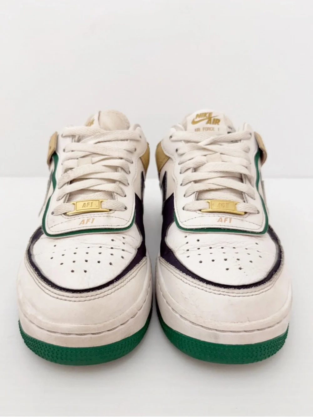 Nike Air Force 1 Shadow Women's Sneakers - White/Malachite/Sesame - 8